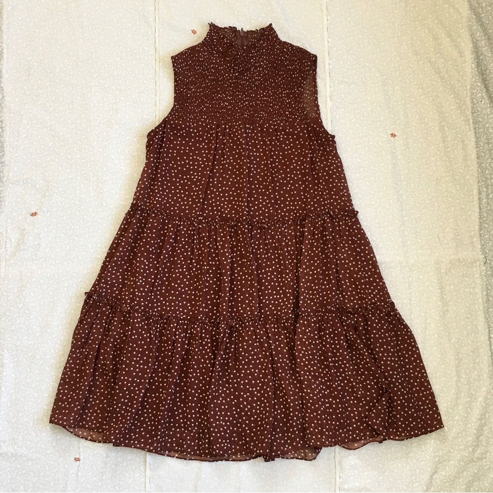 Just...Taylor Polka Dot High Neck Sleeveless Ruffle Dress